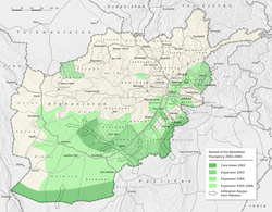Map detailing the spread of the Taliban insurgency, 2002–2006