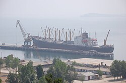 A cargo ship at Nampo port