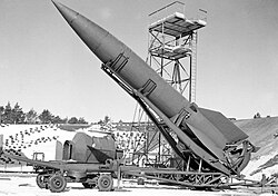 Meillerwagen raising a V2 rocket