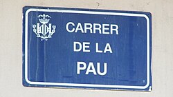 Carrer de la Pau street sign