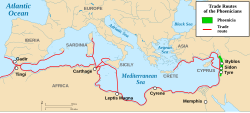Major Phoenician trade networks (c. 1200–800 BC)