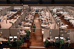 A temporary hospital for COVID-19 patients in Santo André, Brazil, in March 2021