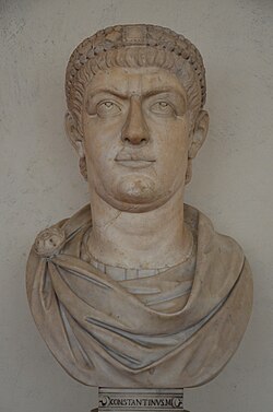 Portrait head of Valens, or his brother, on a modern bust historically mislabelled as Constantine (Uffizi)[53]
