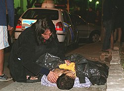 The scene of a murder in Rio de Janeiro. More than 800,000 people were murdered in Brazil between 1980 and 2004.[27]