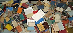 Examples of books burned by the Nazis on display at Yad Vashem