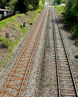 Y tie track next to conventional track