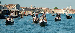 Gondoliers on the Grand Canal