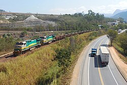 Vale train carrying iron ore in Timóteo