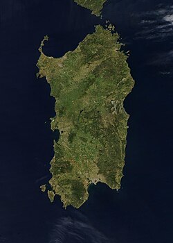 Satellite image of Sardinia, acquired on 27 April 2003 by NASA's Aqua MODIS instrument