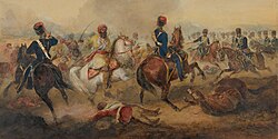 7th Hussars, charging a body of the Mutineer's Cavalry, Alambagh, Lucknow