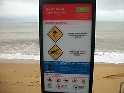 Crocodile warning sign, Trinity Beach, Queensland, Australia