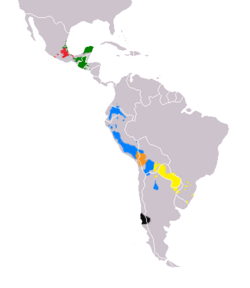 Most widely spoken Native languages in Latin America:Quechua, Guaraní, Aymara, Náhuatl, Mayan Languages, Mapudungun