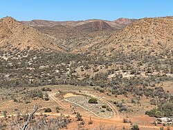 Large landscape model of Spriggina floundersi, located in Arkaroola Wilderness Sanctuary