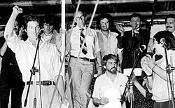 Reeve at Life and Art rally in Chile, November 1987
