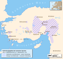 Geographical distribution of Anatolian hieroglyphs. Thick lines represent the most finds