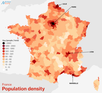 Population density in France by arrondissement