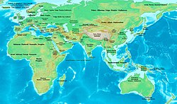 Map of Eurasia around 1300 BC showing the Babylonian Empire under the Kassite dynasty.