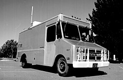 An SRI International Packet Radio Van, used for the first three-way internetworked transmission