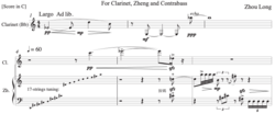 Zhou Long, Ding (1988): the tuning of the zheng. Source: Zhou Long.