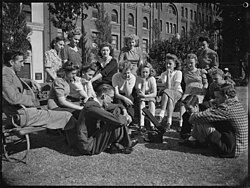 Young Sinatra fans listening to his records on a portable gramophone in Sydney, Australia, 1945