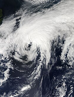 Hurricane Cristobal in the north Atlantic after completing its transition from a hurricane to an extratropical cyclone
