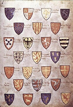 Armorial Wijnbergen. Showing arms for the kings, including Ireland.