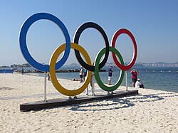 Olympic rings displayed in Rio de Janeiro