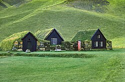 Grass-covered houses in Iceland