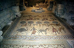 Mosaic floor from the church on Mount Nebo (baptistery, 530)