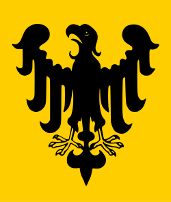 Reconstruction of the 14th-century royal flag (Königsfahne), with a single-headed eagle, the predecessor of the 15th-century imperial flag with the double-headed imperial eagle