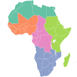 Regions of the African Union: Northern Western Southern Eastern Central