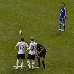 Vanishing spray has been utilised in recent years to indicate the minimum distance for free kicks.