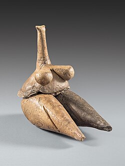 Clay human figurine (Fertility goddess) Tappeh Sarab, Kermanshah c. 7000–6100 BC, National Museum of Iran