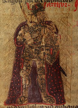 King Arthur in a 15th-century Welsh version of the Historia Regum Britanniae by Geoffrey of Monmouth