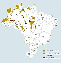 Proposed and approved Indigenous territories in Brazil as of 2008