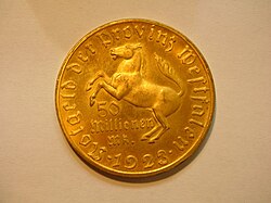 50 million mark coin, Westphalia, 1923
