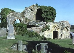 The ruins of Kinloss Abbey in Moray, founded by David in 1150 for a colony of Melrose Cistercians.