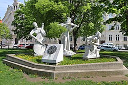 Antonio Vivaldi monument at Rooseveltplatz in Vienna, Austria