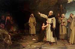 "Saint Columba Rescuing a Captive", 19th-century painting by Robert Herdman
