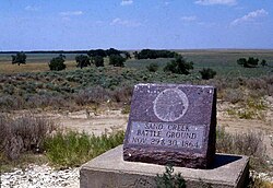 Present day marker of the Sand Creek Massacre site in Kiowa County, Colorado.