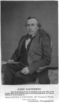 George Sharswood, the third professor of law and first dean of the Law Department of the University of Pennsylvania and later chief justice of Pennsylvania, in 1861