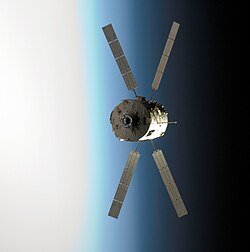Jules Verne Automated Transfer Vehicle (ATV) approaches the International Space Station on Monday, March 31, 2008.