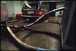 Testing automobile emissions at an EPA laboratory in Ann Arbor, Michigan