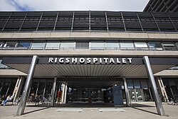 Rigshospitalet in Copenhagen, the most specialised hospital in Denmark, receiving over 350,000 unique patients a year[230]