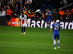 Lavezzi in PSG's Champions League quarter-final against Chelsea in April 2014