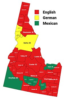 Largest alone or in any combination ethnic origin by county in Idaho, per the 2020 census