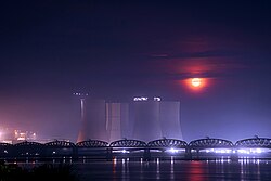 Rooppur Nuclear Power Plant in Bangladesh at night