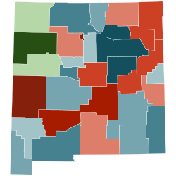 Counties in New Mexico by racial plurality, per the 2020 U.S. census Legend Non-Hispanic White 40–50% 50–60% 60–70% 70–80% Native American 40–50% 80–90% Hispanic or Latino 40–50% 50–60% 60–70% 70–80%