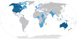 Majority native language Co-official and majority native language Official but minority native language Secondary language: spoken as a second language by more than 20 per cent of the population, de facto working language of government, language of instruction in education, etc.[3]