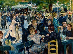 Auguste Renoir, Bal du moulin de la Galette, 1876, oil on canvas, 131 cm × 175 cm (52 in × 69 in), Musée d'Orsay